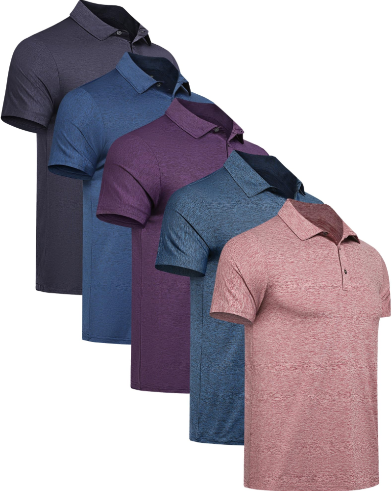Logan Men’s 5-Pack Polo Shirts – Quick-Dry, Moisture-Wicking & Sun Protection