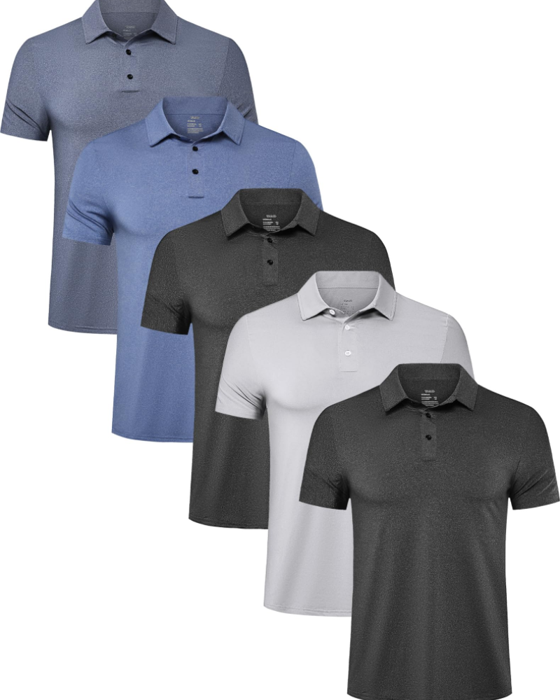 Logan Men’s 5-Pack Polo Shirts – Quick-Dry, Moisture-Wicking & Sun Protection