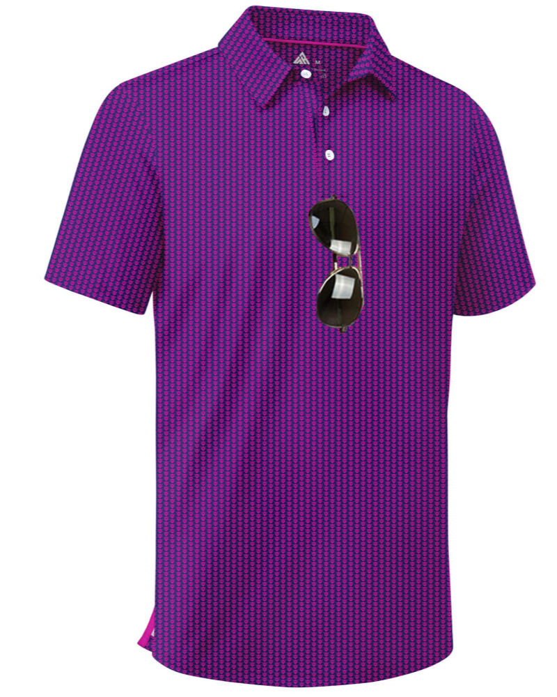 Wyatt Men’s Printed Golf Polo Shirt – Moisture-Wicking, UPF 30+ & 4-Way Stretch