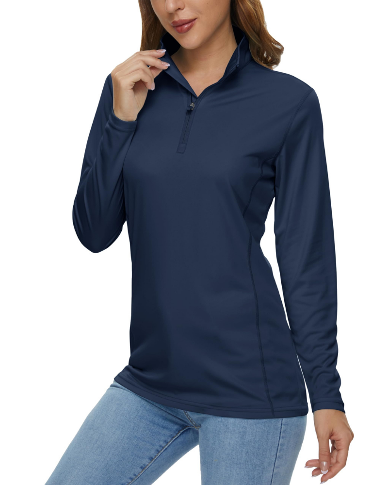 Paisley Women’s Quarter-Zip Sun Shirt – UPF 50+, Quick-Dry & Lightweight Long Sleeve