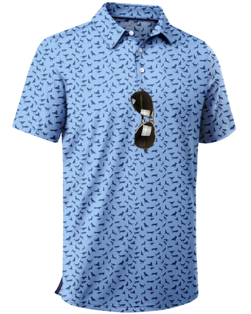 Wyatt Men’s Printed Golf Polo Shirt – Moisture-Wicking, UPF 30+ & 4-Way Stretch