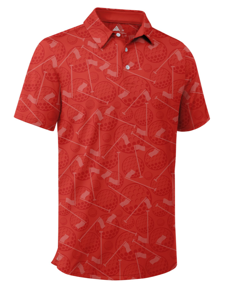 Wyatt Men’s Printed Golf Polo Shirt – Moisture-Wicking, UPF 30+ & 4-Way Stretch