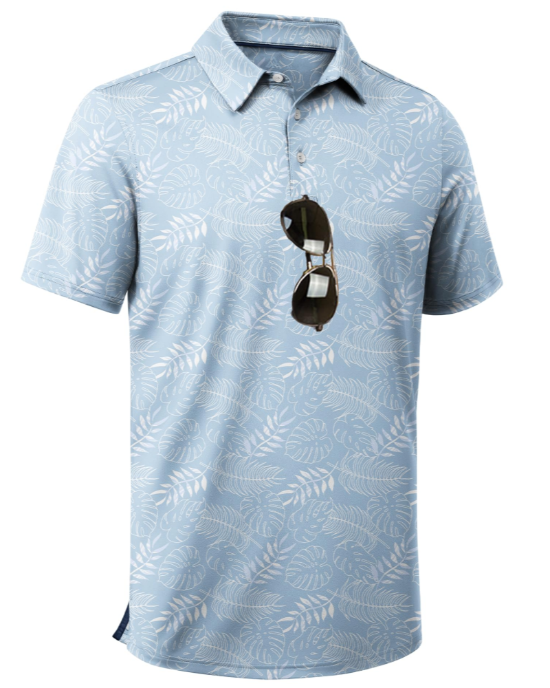 Wyatt Men’s Printed Golf Polo Shirt – Moisture-Wicking, UPF 30+ & 4-Way Stretch