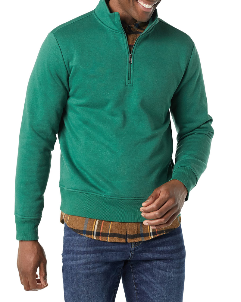 Bennett Men’s Quarter-Zip Fleece Pullover – Brushed Interior, Long Sleeves & Regular Fit