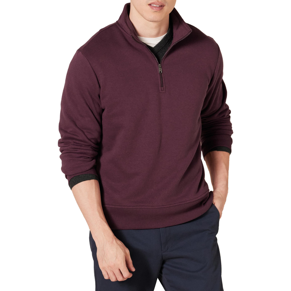 Bennett Men’s Quarter-Zip Fleece Pullover – Brushed Interior, Long Sleeves & Regular Fit