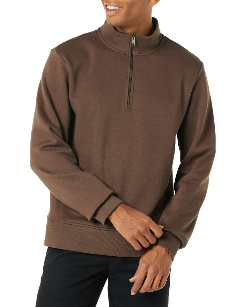 Bennett Men’s Quarter-Zip Fleece Pullover – Brushed Interior, Long Sleeves & Regular Fit