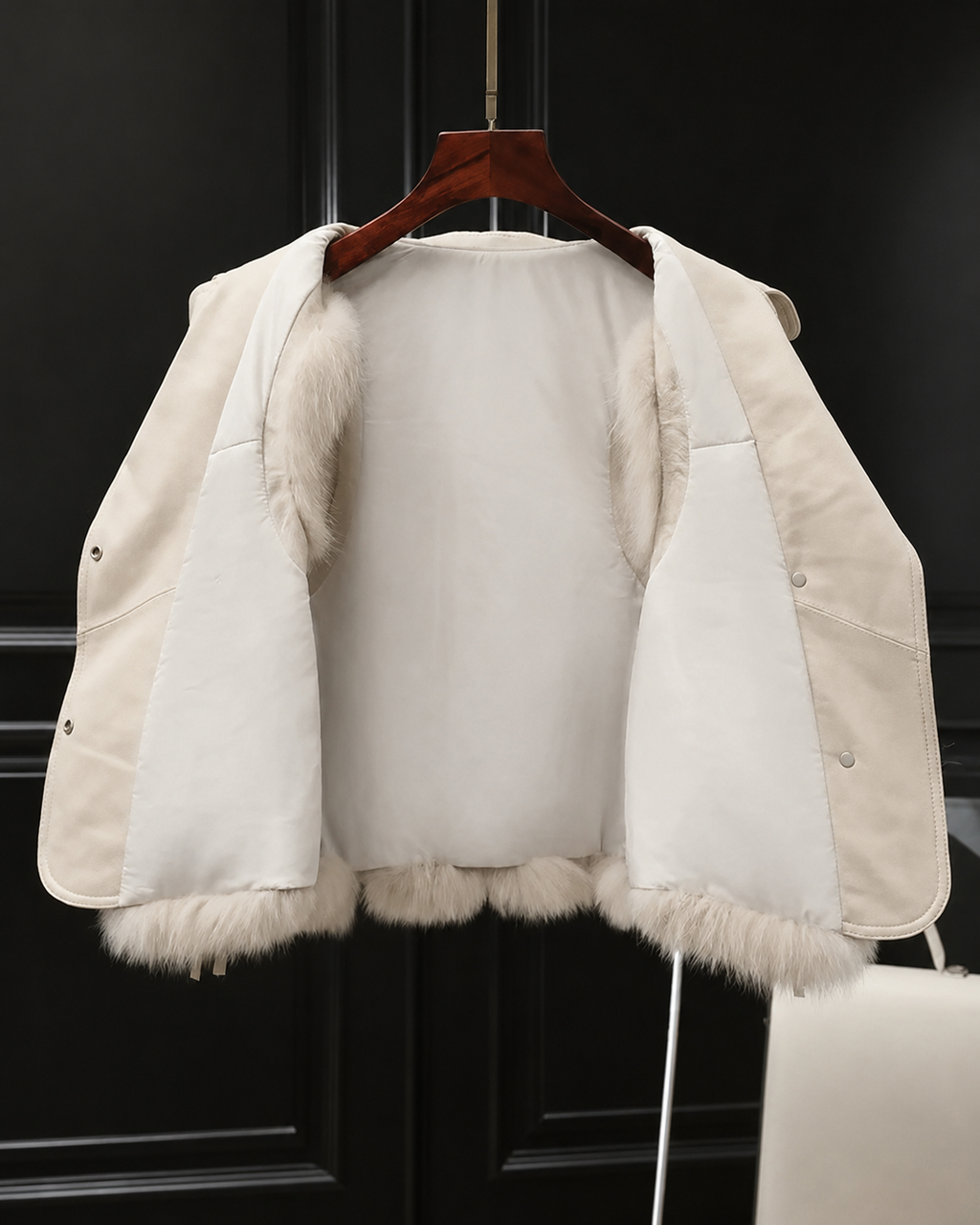 Dilara Women's Faux Fur Vest – Oversized Lapel Gilet with Adjustable Waist