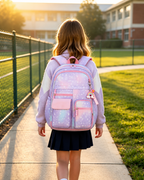 Madison Girls School Backpack – 16-Inch Rainbow Bookbag with Pencil Case & Laptop Compartment