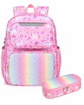 Elise Girls Kindergarten Backpack – 15-Inch Unicorn Bag with Insulated Snack Pocket