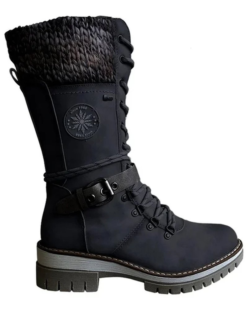 Kylee Women's Tall Winter Boots – Insulated Zip Lace-Up Boots with Warm Lining
