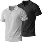 Sawyer Men’s 2-Pack Quarter-Zip Polo Shirts – Slim Fit, Ribbed Knit & Quick-Dry