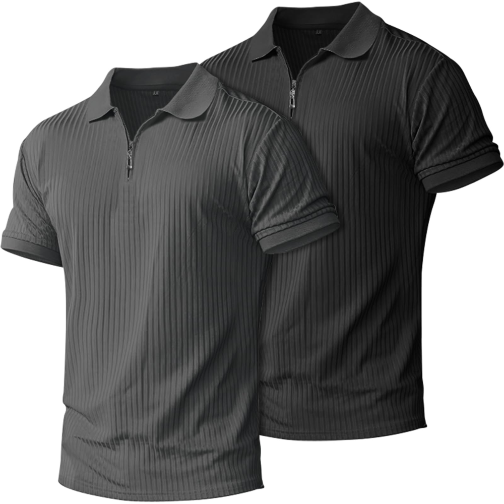Sawyer Men’s 2-Pack Quarter-Zip Polo Shirts – Slim Fit, Ribbed Knit & Quick-Dry