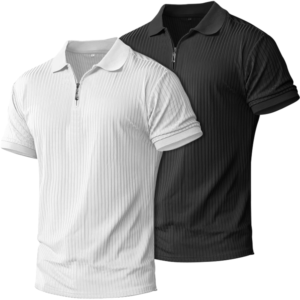 Sawyer Men’s 2-Pack Quarter-Zip Polo Shirts – Slim Fit, Ribbed Knit & Quick-Dry
