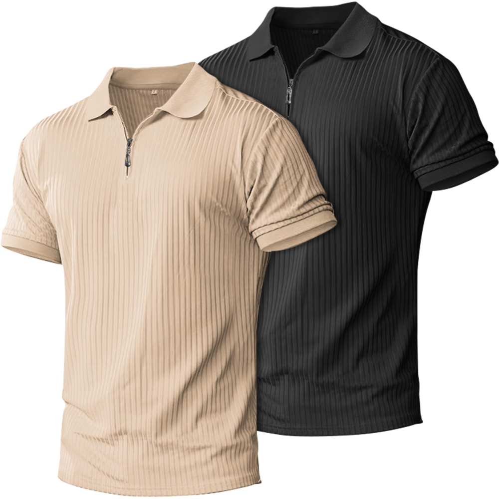 Sawyer Men’s 2-Pack Quarter-Zip Polo Shirts – Slim Fit, Ribbed Knit & Quick-Dry