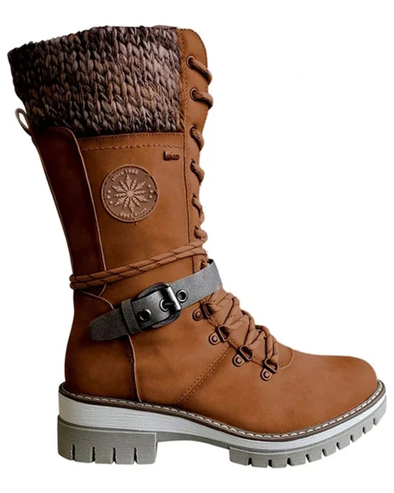Kylee Women's Tall Winter Boots – Insulated Zip Lace-Up Boots with Warm Lining