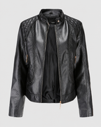 Janiyah Women's Leather Jacket – Stand Collar Zip Jacket with Pockets