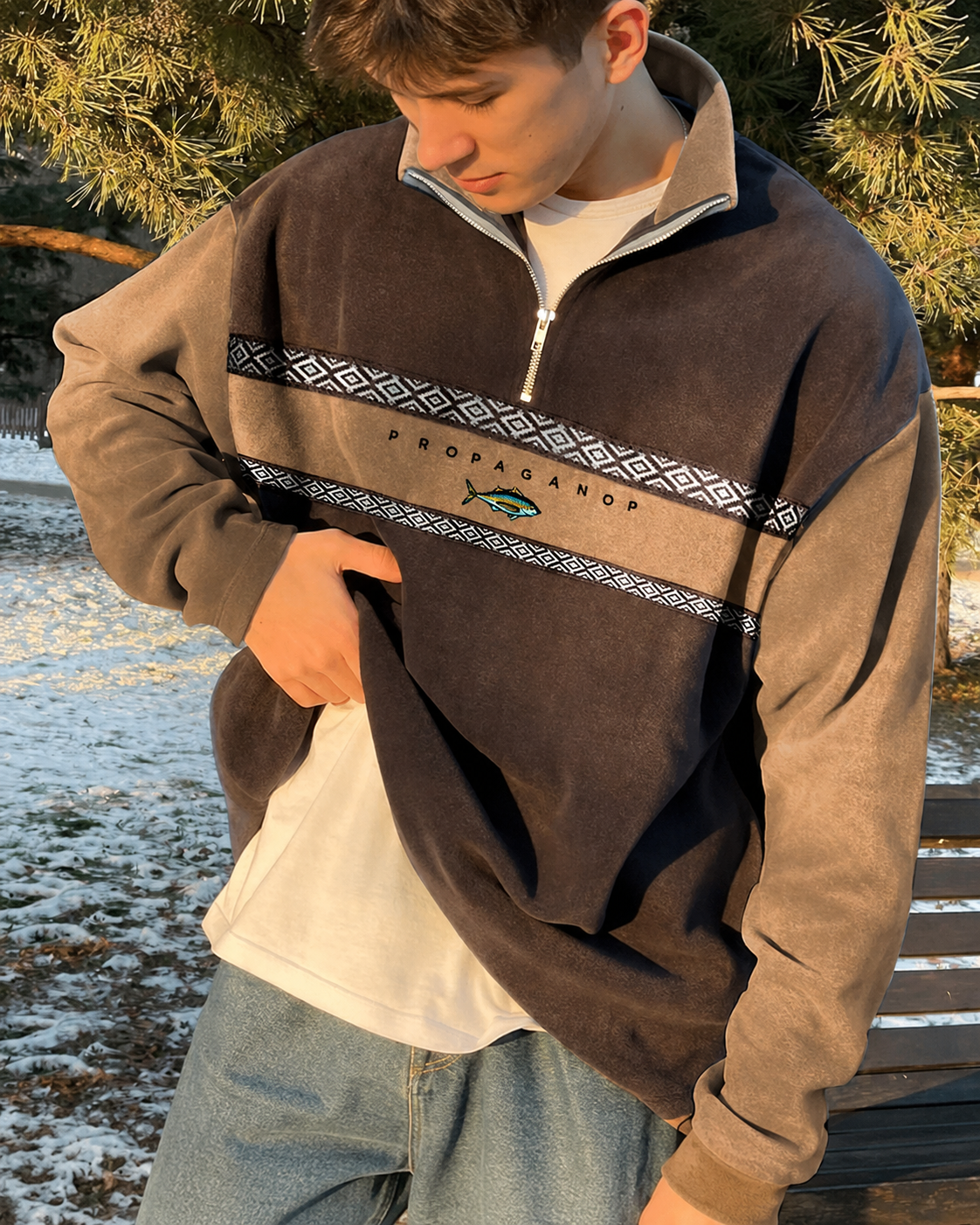 John Men's Retro Zip Sweater – England Style Pullover for Fall and Winter