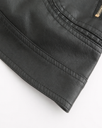 Janiyah Women's Leather Jacket – Stand Collar Zip Jacket with Pockets