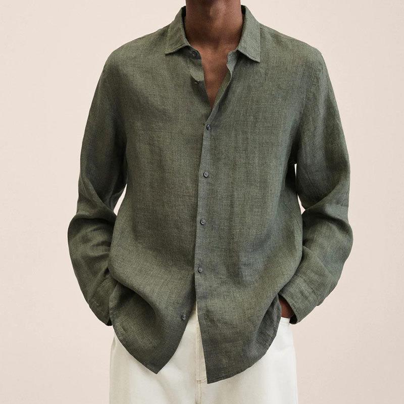 Giovanni Men's Linen Shirt – Long Sleeve Breathable Classic Casual Shirt
