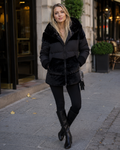 Camila Women's Quilted Puffer Jacket – Winter Coat with Knit Collar and Cuffs
