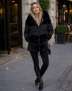 Camila Women's Quilted Puffer Jacket – Winter Coat with Knit Collar and Cuffs