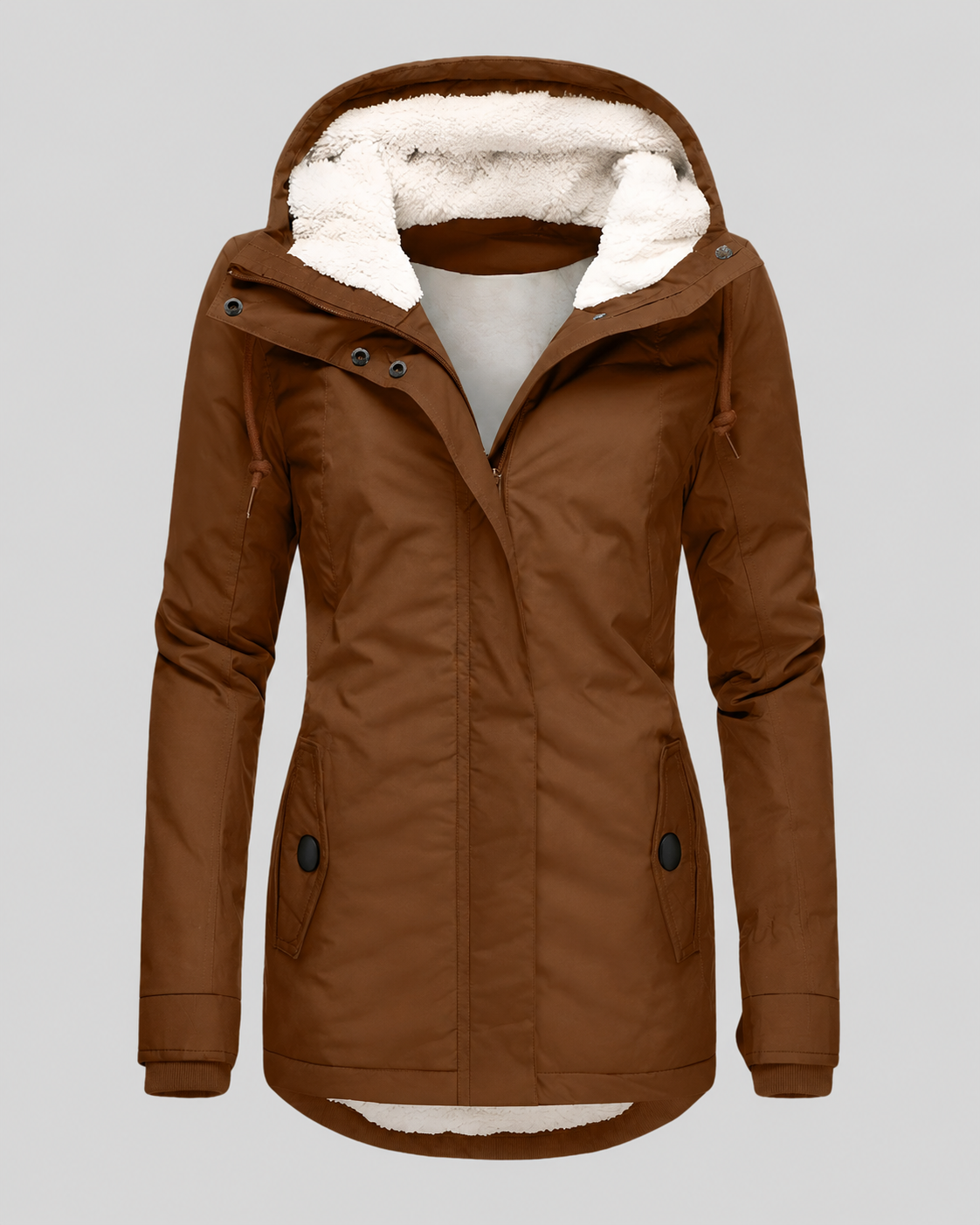 Celine Women's Long Winter Parka – Faux Fur Lined Hooded Coat with Flap Pockets