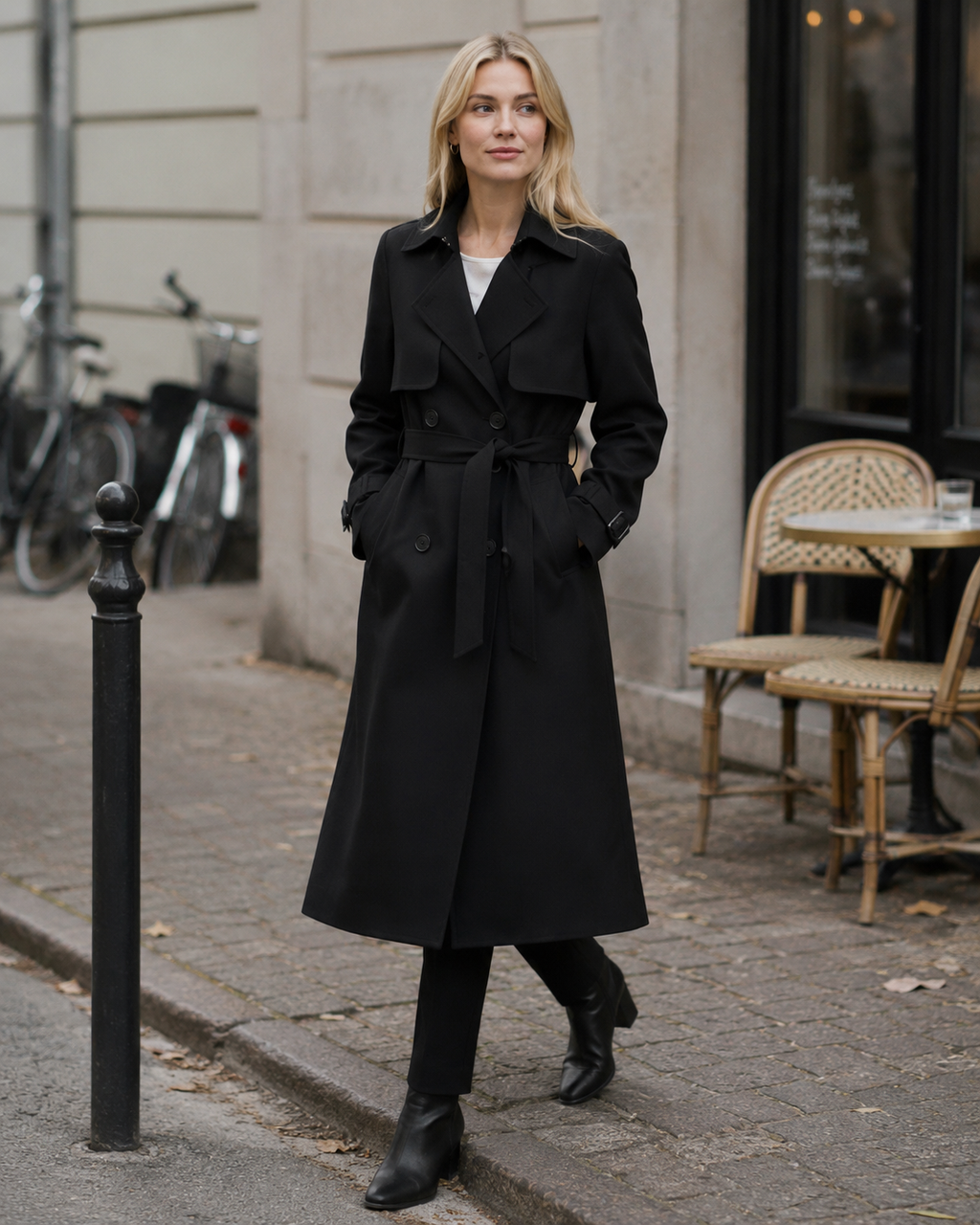 Charlie Women's Trench Coat – Double-Breasted Belted Slim Fit Mid-Length Coat