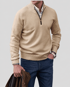 Adrian Men's Half-Zip Sweater – Cashmere-Inspired Knit Pullover with Stand Collar