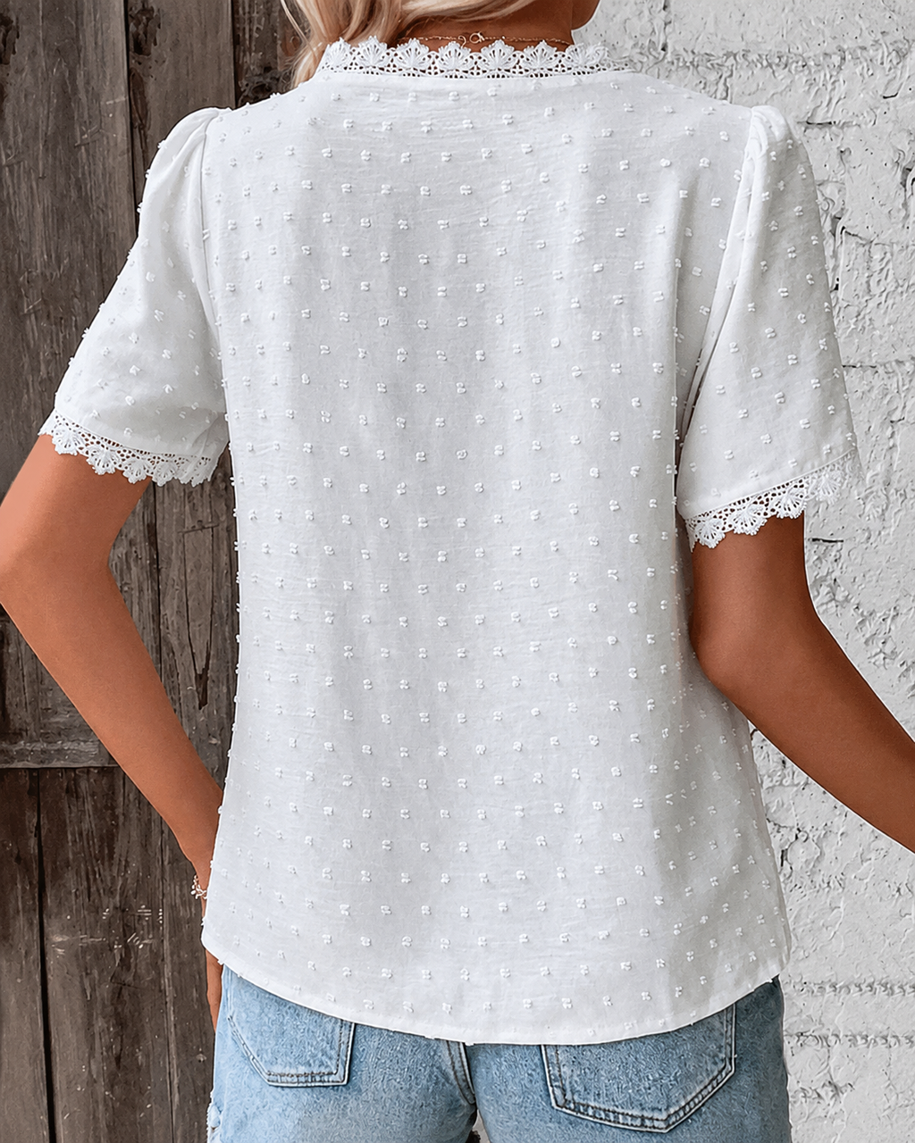 Sophie Women's Cotton Blouse – Vintage Lace Puff Sleeve Top for Elegant Outfits