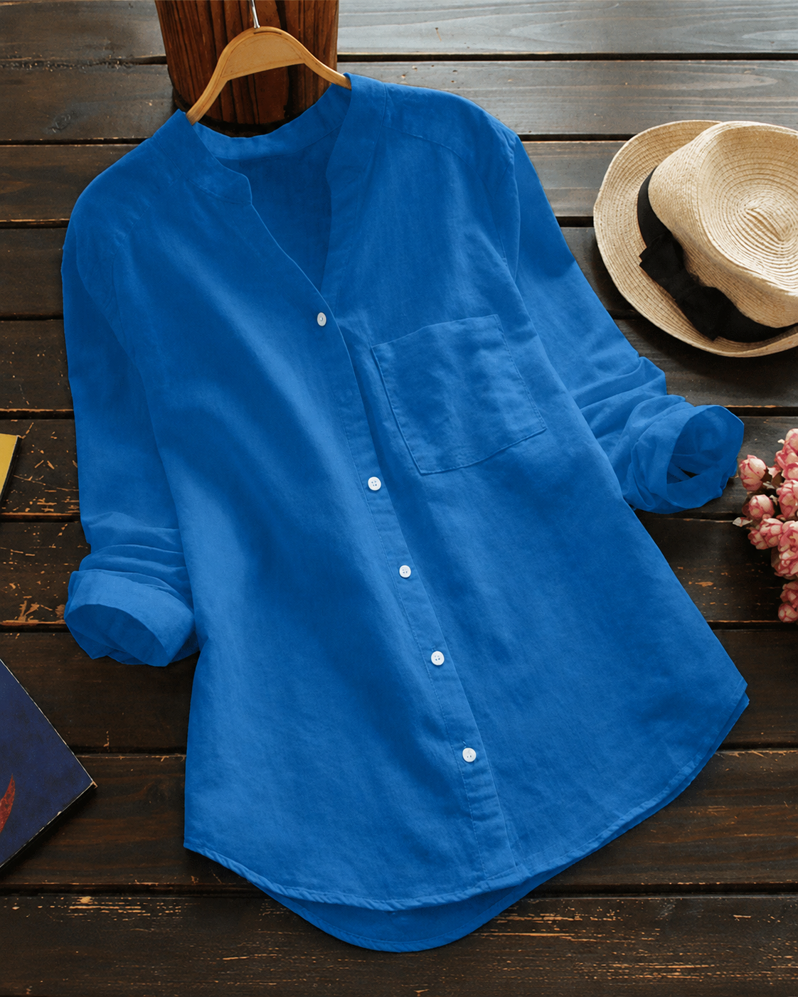 Aloyse Women's Linen Cotton Shirt – Relaxed Fit Breathable Button-Up Top