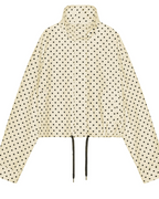 Phoebe Women’s Polka Dot Cropped Jacket – Lightweight Zip-Up with Drawstring Hem