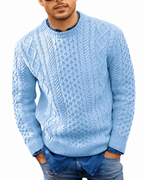 Othar Men's Cable Knit Sweater – Classic Warm Pullover for Fall and Winter