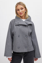 Arianna Women's Short Coat – Double-Breasted Structured Winter Jacket