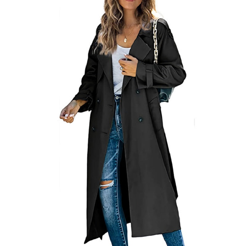 Brielle Women’s Long Trench Coat – Elegant Tailored Fit Lightweight Mid-Season Jacket