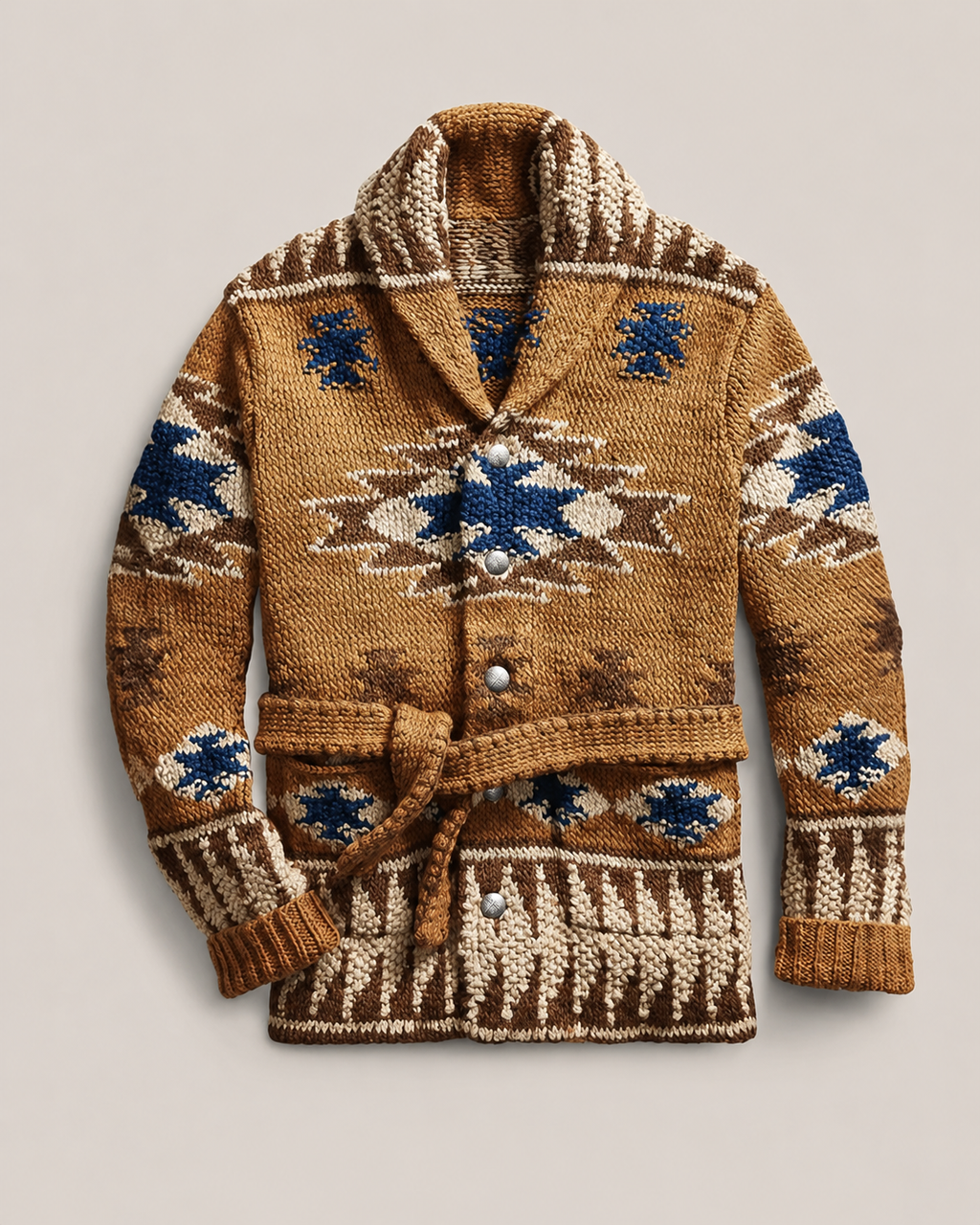 Arman Men's Jacquard Cardigan – Western Knit Sweater for Casual Weekend Style