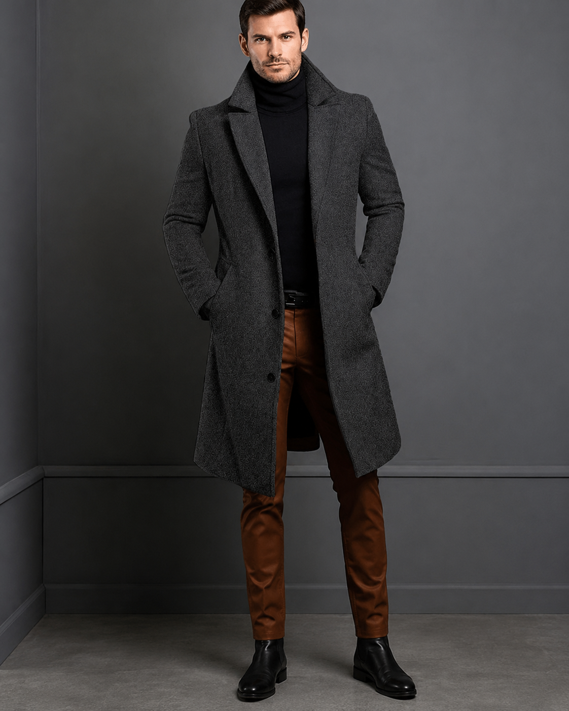 Edward Men's Long Winter Coat – Insulated Trench Style Overcoat
