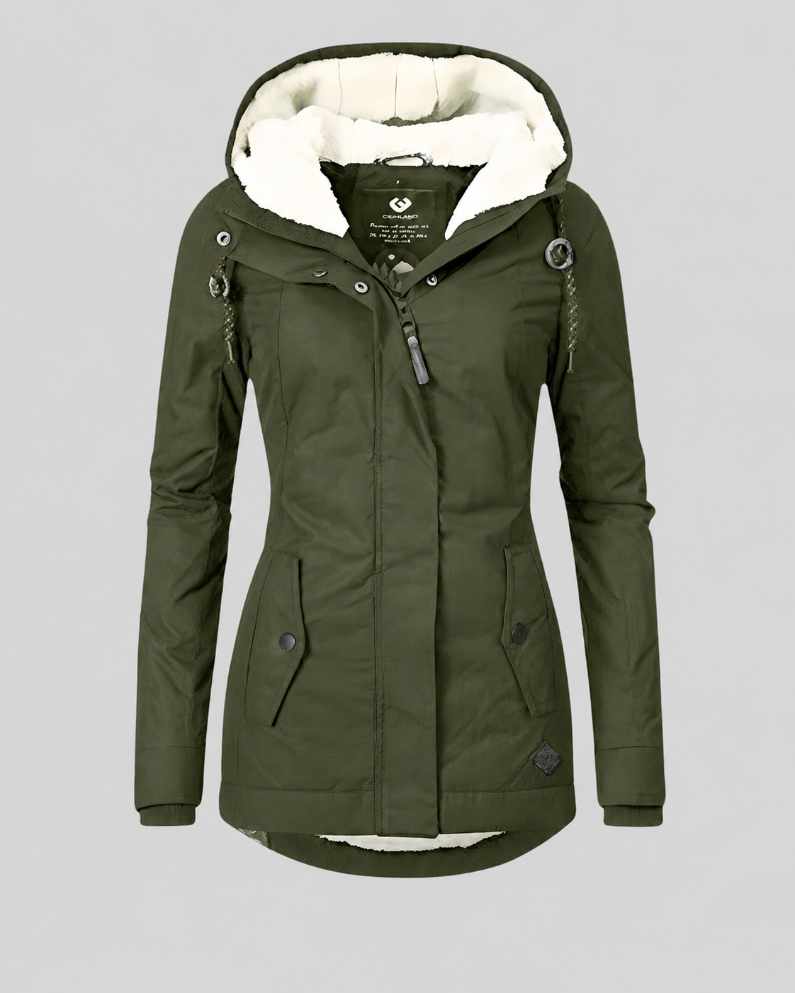 Celine Women's Long Winter Parka – Faux Fur Lined Hooded Coat with Flap Pockets