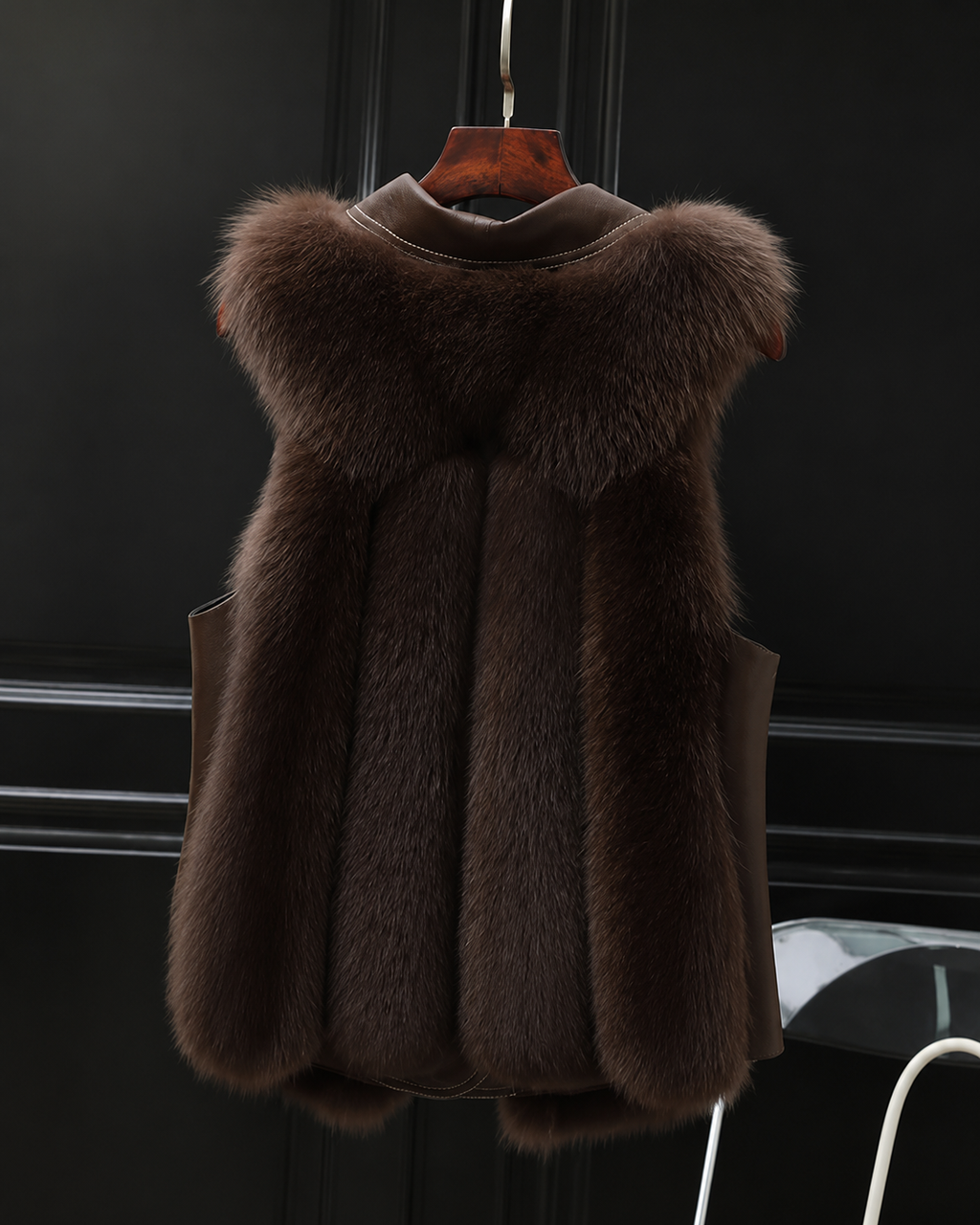 Dilara Women's Faux Fur Vest – Oversized Lapel Gilet with Adjustable Waist