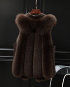 Dilara Women's Faux Fur Vest – Oversized Lapel Gilet with Adjustable Waist