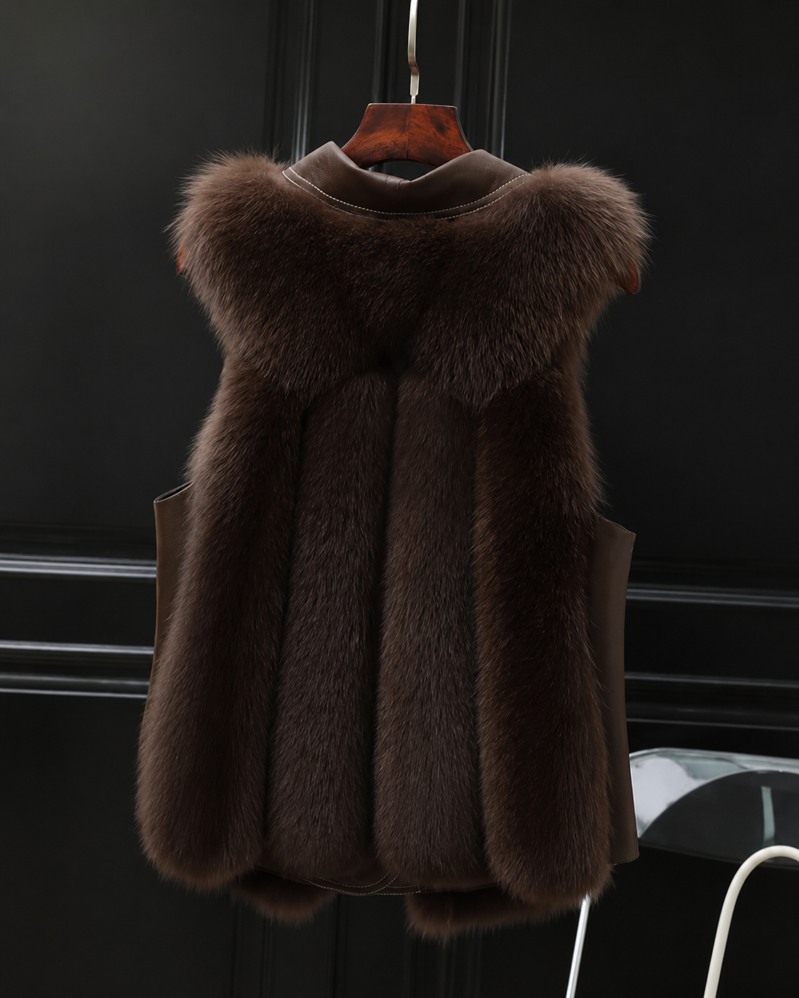 Dilara Women's Faux Fur Vest – Oversized Lapel Gilet with Adjustable Waist
