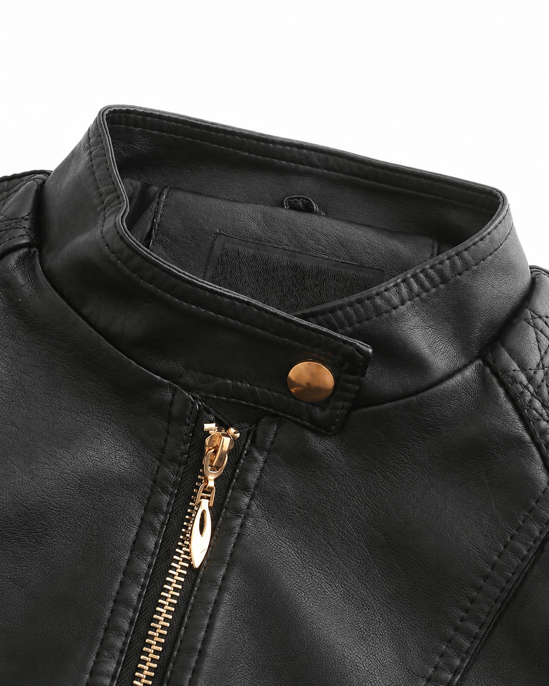 Janiyah Women's Leather Jacket – Stand Collar Zip Jacket with Pockets