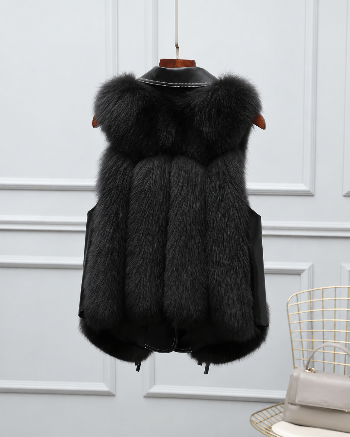 Dilara Women's Faux Fur Vest – Oversized Lapel Gilet with Adjustable Waist