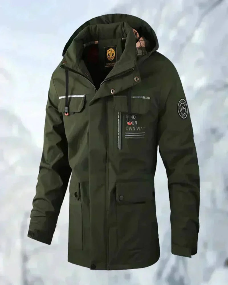 Erwin Men's Waterproof Jacket – Wind-Resistant Hooded Coat with Large Pockets