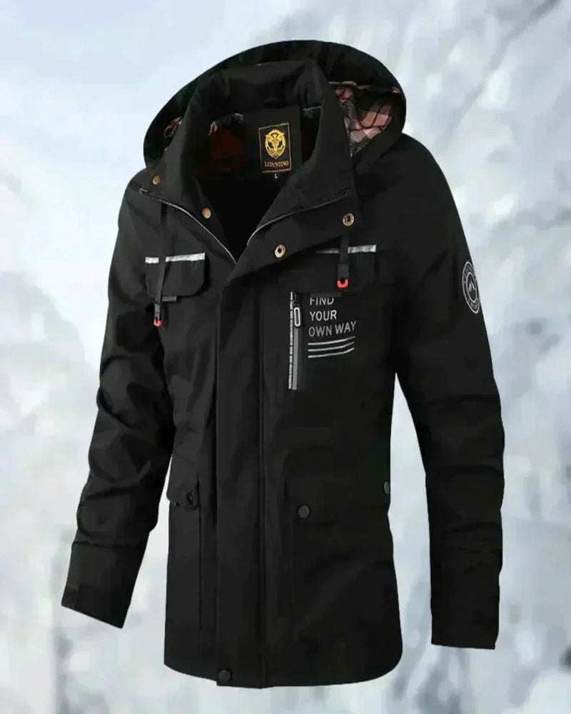 Erwin Men's Waterproof Jacket – Wind-Resistant Hooded Coat with Large Pockets