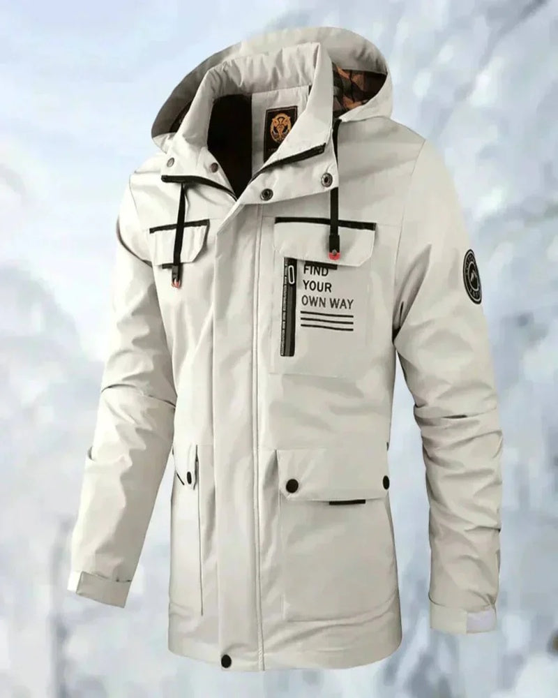 Erwin Men's Waterproof Jacket – Wind-Resistant Hooded Coat with Large Pockets