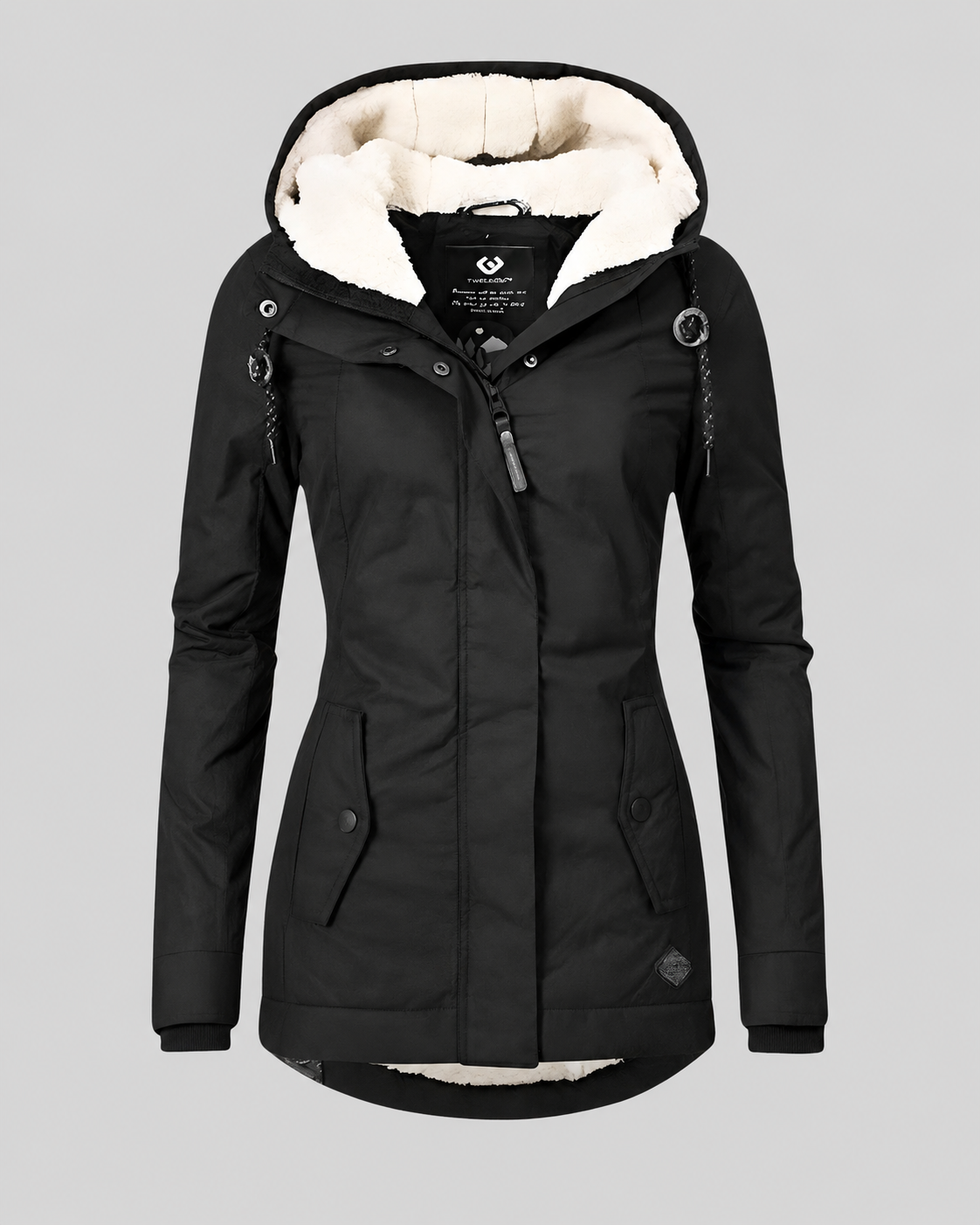 Celine Women's Long Winter Parka – Faux Fur Lined Hooded Coat with Flap Pockets