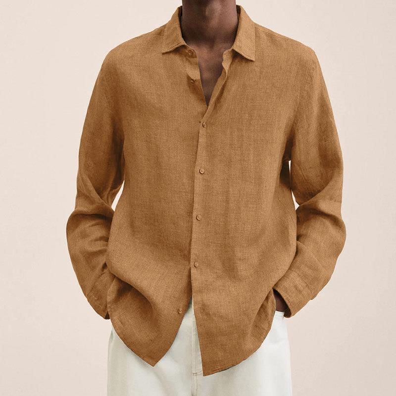 Giovanni Men's Linen Shirt – Long Sleeve Breathable Classic Casual Shirt