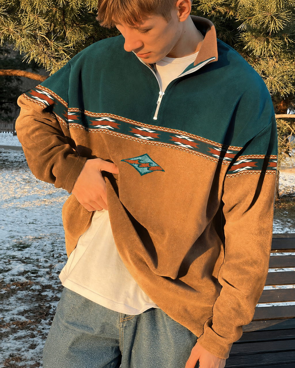 John Men's Retro Zip Sweater – England Style Pullover for Fall and Winter