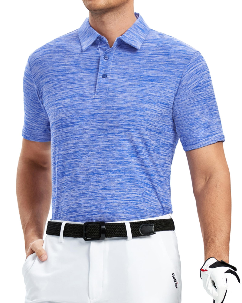 Wesley Men’s Golf Polo Shirt – Quick-Dry Stretch, Moisture-Wicking & UPF 40+