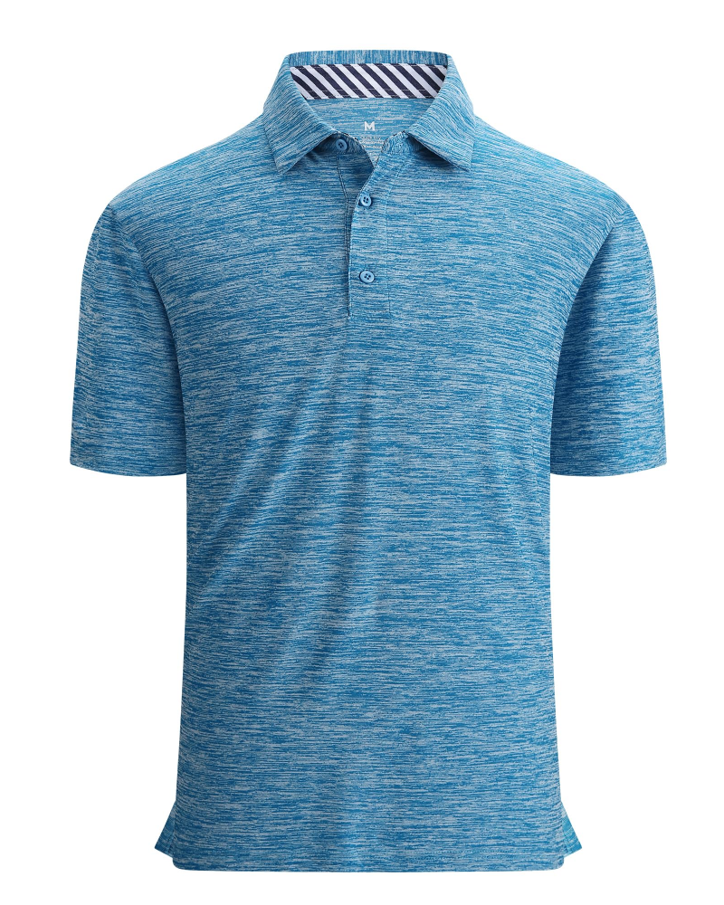 Wesley Men’s Golf Polo Shirt – Quick-Dry Stretch, Moisture-Wicking & UPF 40+